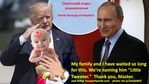 Trump and Cushner. Soviet baby adoption charade. 2017. Jack Ritter. www.houseofwords.com